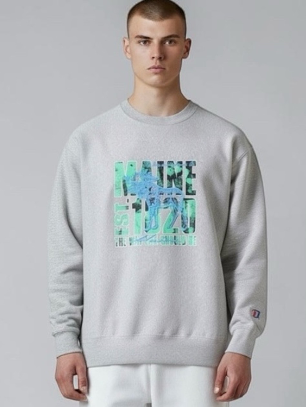 Vintage Boathouse Sportswear Gray Maine Moose Graphic Crewneck Sweatshirt Men XL